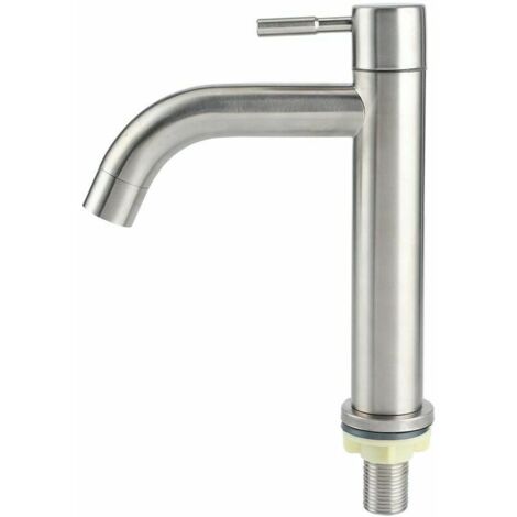Robinet d'Eau Froide Simple G1/2 en Acier Inoxydable Brossé avec Grand Bassin Monotrou (1/5)