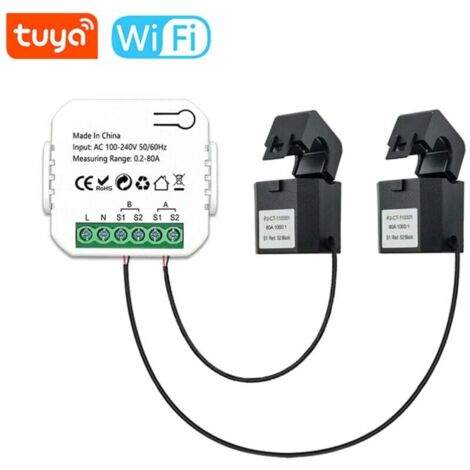 Debuns – Compteur d'énergie intelligent WiFi – Surveillance consommation solaire – Tension 110-240V – Courant 0.2-80A – Application Tuya (1/4)