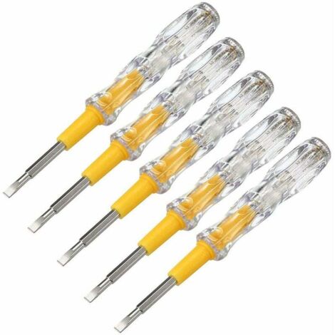 Stylo tournevis testeur de tension, 100-500 V, détecteur de circuit, tube lumineux, 10pcs, Clear+Yellow (1/4)