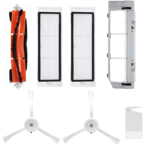 Kit d'accessoires pour Xiaomi Robot Aspirateur, 2 Brosses Latérales + 2 x Filtres + 1 Brosse Centrale +1 Blade + Couverture de Brosse Centrale