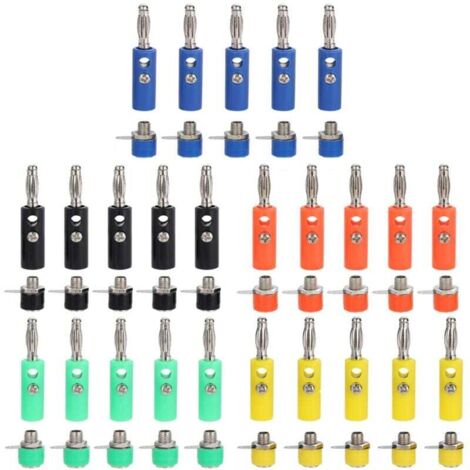 50 pièce Kit de connecteur de prise banane 4 mm Premium : 25 prises bananes + 25 prises bananes (5 couleurs) (1/4)