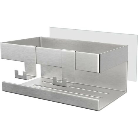 Etagère Douche Sans Percage, Étagère Douche Salle de Bain Porte Savon Douche Auto-AdhéSif Support Douche, Inox Rangement Douche Douche Accessoire Avec 2 Crochets, Panier de Douche Antirouille
