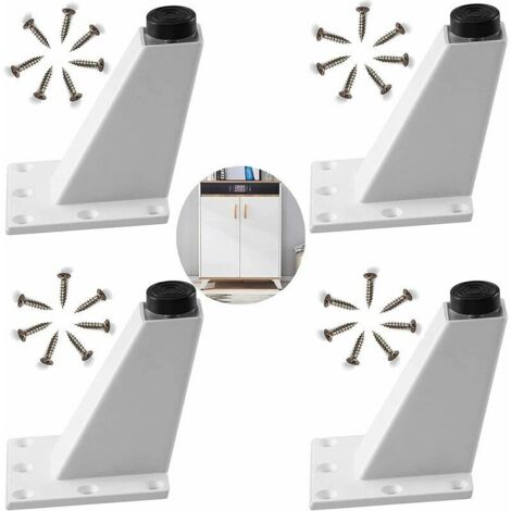 4 Pcs Pieds de Meubles Pied Meubles en Alliage d'Aluminium Blanc Pieds Réglables de Meubles Pieds Hypoténuse pour en Bois Canapé Fauteuil Table de Nuit Armoire avec Vis Facile à Installer(8cm) (1/5)