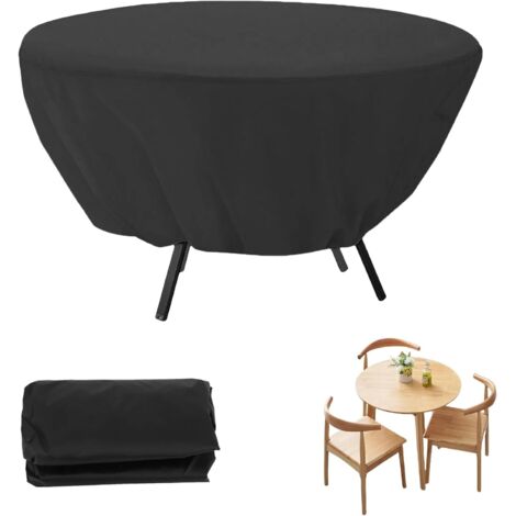 Housse De Table De Jardin Ronde, Housse De Table De Jardin Ronde Imperméable, 127 × 58 Cm, Protection Contre la Poussière pour Meubles De Patio Et Housse Extérieure, pour Tables De Meubles(Noir) (1/5)