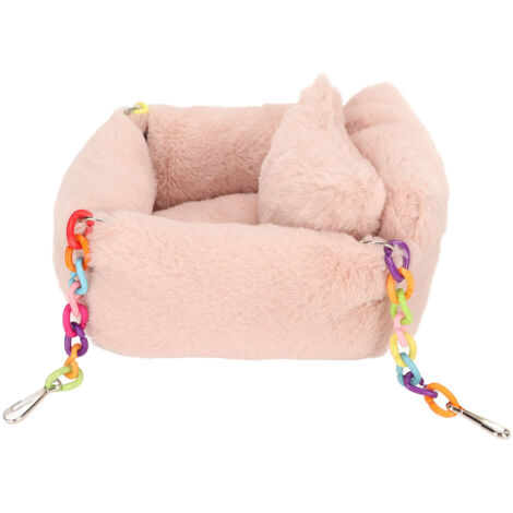 Jeffergarden Hamster chane hamac mignon doux hiver chaud hamac avec petit oreiller pour petit animal Lotus rose S (1/5)
