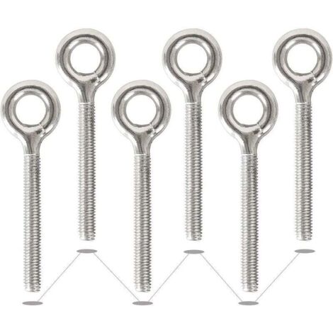 6 Pack M10 304 Anneaux en Acier Inoxydable Soudés Fermés Boulons à Oeil de Tige Filetée Résistant à La Corrosion-Vis à œil (1/4)