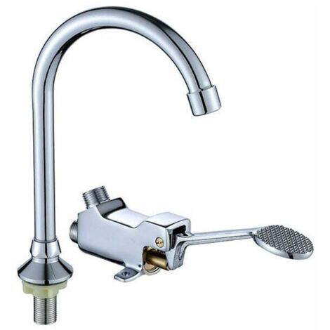 Jalleria – Robinet à pédale pour évier de cuisine – Cuivre à faible teneur en plomb – Finition miroir PVD – Installation assise – Contrôle au pied (1/5)