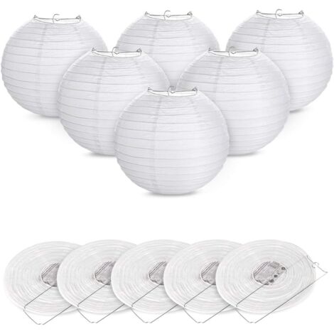 12pcs Lanterne en papier abat-jour Lampion en forme de boule blanche forme de balle pour hocht Temps Église Garden Party Décoration(Blanc) (1/5)