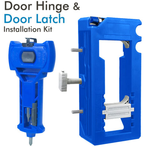 Kit d‘Installation Pro pour Charnières et Targettes - Gabarit de Mortaisage de Précision pour Portes (Bleu) (1/5)