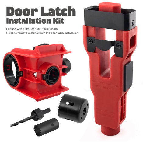 Nouveau Kit Menuisier 2-en-1 : Perçage pour Serrures à Bouton + Mortaisage Loquet – Pour Portes en Bois Uniquement (Bleu, ABS + Acier, 185x140x150) (1/5)