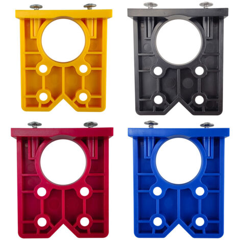 Gabarit de Perçage Universel pour Charnières 35mm - Guide de Montage pour Portes et Meubles (Bleu, avec mèche à fraiser 35mm)