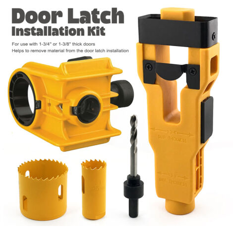 Nouveau Kit Pro : Gabarit de Perçage pour Serrures à Bouton + Outil à Mortaiser pour Loquets – Pour Portes Bois & Métal (Orange)