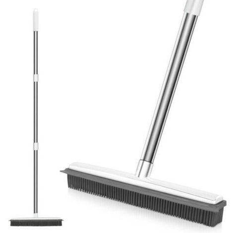 BARKBUSTERS Balai en Caoutchouc de Silicone Blanc à Long Manche Anti-Rayures, pour Enlever Les Poils d'animaux de Compagnie, pour Les Sols, Les Tapis, Les Carreaux, Les Fenêtres et Le Jardin (1/4)