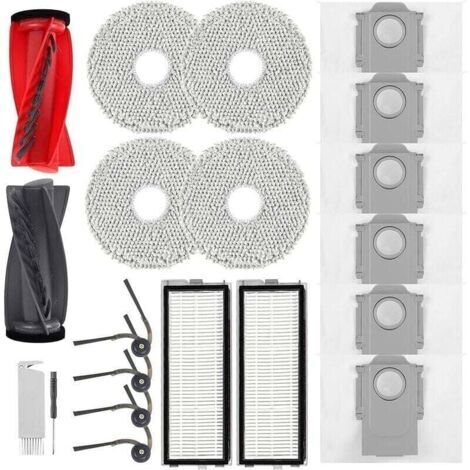 BARKBUSTERS Accessoires pour Roborock Qrevo Curv, Qrevo Edge Aspirateur,2 Brosses Principales,2 Filtres HEPA,6 Sacs à Poussière,4 Linge
