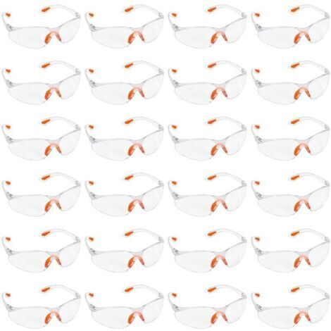 BARKBUSTERS Lunettes de Protection Transparentes - Lot 24x Lunette de Protection Travail Bricolage Chantier Chimie Lycee - Surlunettes Verres Plastique Pont-de-Nez et Embouts Caoutchouc (1/4)