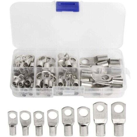 BARKBUSTERS 60 Pcs Cosses Électrique Trou boulon en Cuivre Étamé Connecteurs SC à sertir/souder pour câble de 6m㎡ 8m㎡ 10m㎡ 16m㎡ 25m㎡ (1/4)