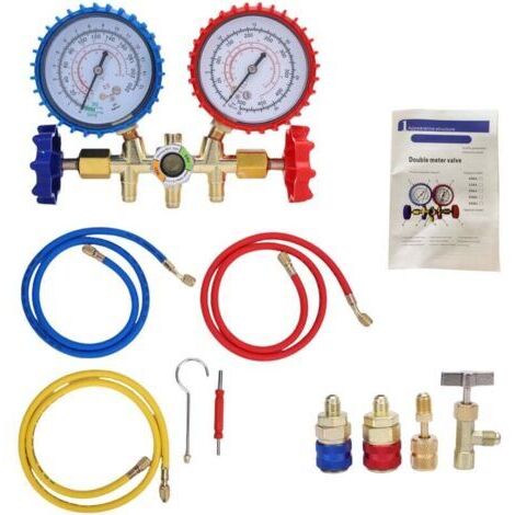BARKBUSTERS Manomètre climatisation 3 voies professionnel - Compatible R134A/R410A/R404A - Kit complet avec adaptateurs & outils