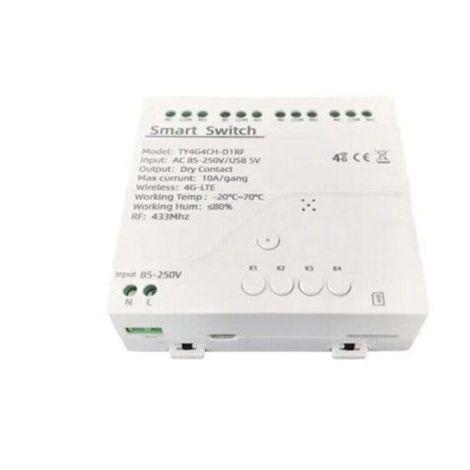 BARKBUSTERS Interrupteur intelligent Tuya 4G LTE, relais avec application GSM 433 MHz, contrôle sans fil, 4 canaux, contrôleur amovible, AC 85-250 V (1/4)