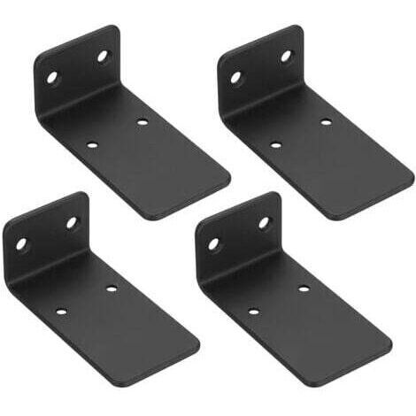 BARKBUSTERS4 Pièces Equerre Etagere Murale, 90mm Support Etagere Murale , Supports d'étagères Flottants a L, Equerre Metal Noir, Support étagère Murale Fixation Etagere Invisible pour Étagères (1/5)