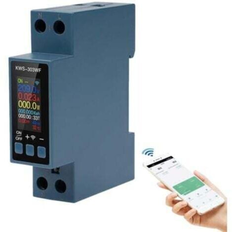 BARKBUSTERSCompteur d'énergie connecté 8 en 1 40 A Wi-Fi 220 V CA, parafoudre et protection contre les surtensions, les surchauffes, les surintensités et les pannes de courant (KWS-303WF) (1/4)