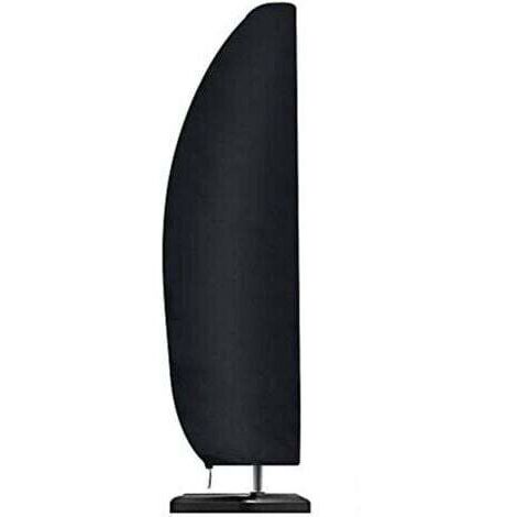 BARKBUSTERSHousse de parasol, imperméable, coupe-vent, robuste, Ripstop 210D Oxford, housse en porte-à-faux surdimensionnée avec fermeture éclair (205 x 25/48/57 cm) – Noir
