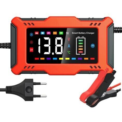 BARKBUSTERSChargeur de batterie intelligent, LiFePO4 6 A 12 V, mainteneur de batterie au plomb et reconditionnement automatique de batterie avec affichage LED