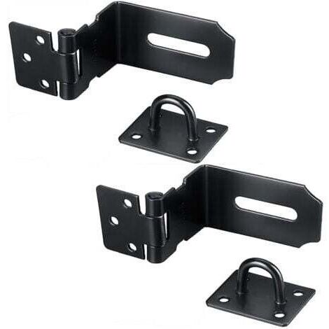 BARKBUSTERS90 Degrés Loquet de porte en acier inoxydable , 5 Inch Loquet de Sécurité à Moraillon de sécurité Verrou Porte Fermoir de Cadenas pour chambre à coucher, garage, fenêtre noir (1/4)