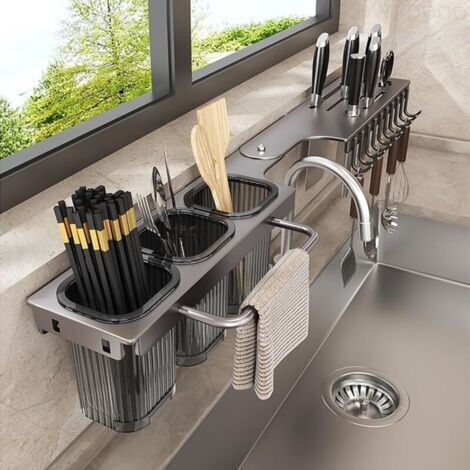 BARKBUSTERSBloc à couteaux, porte-couteaux multifonction pliable, le design à 270° avec ajustement d'angle active les coins inutiles dans la cuisine