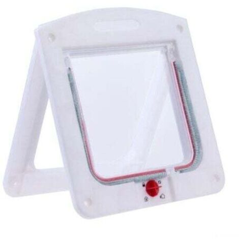 BARKBUSTERSChatière pour Chat Chiens Petit Chatière Porte Puce 4 Voies verrouillable Facile à Installer,Blanc (1/4)