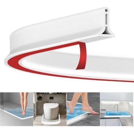 BARKBUSTERSSeuil de douche blanc pour salle de bain - Joint d'étanchéité en caoutchouc de 2 mètres - Barrière anti-débordement - Barrière de douche anti-moisissures (1/5)