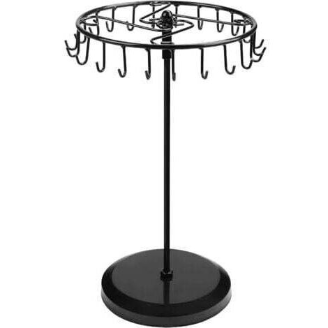 BARKBUSTERS Présentoir à bijoux pivotant noir en métal cuivré (23 crochets) - H34,8 x L20,5 cm - Tour présentoir à bijoux - Support pour colliers, bracelets, bagues et boucles d'oreilles