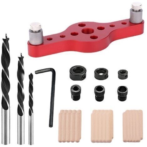 BARKBUSTERS  Gabarit de Percage Vertical, 6/8/10 mm Trous Locator Travail du Bois, Kit de Chevilles à Centrage Automatique, Guide de Percage Droit pour Perçage et Repérage du Centre