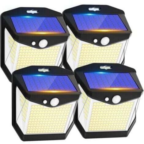BARKBUSTERS Lampe Solaire Exterieur Détecteur Mouvement - 248 LED Lumiere Solaire Exterieur IP65 Etanche éclairage 270° Sécurité sans Fil lampe Mural Applique Exterieur pour Jardin Lot de 4 (1/4)