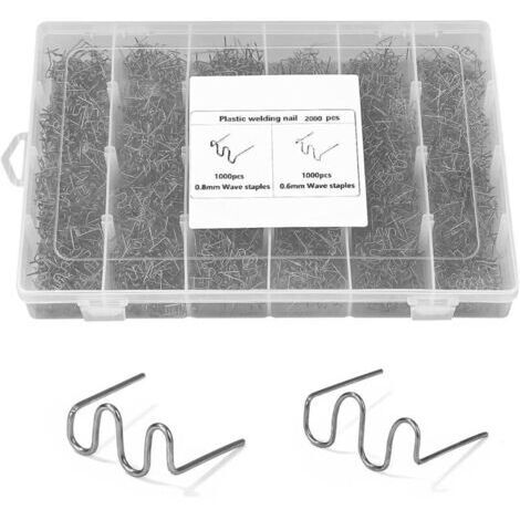 BARKBUSTERS 2000 PCS Soudure Plastique Agrafe, Agrafes de Soudage de Voiture 0.8mm / 0.6mm Baguettes de Soudage Agrafe pour Réparation (1/4)