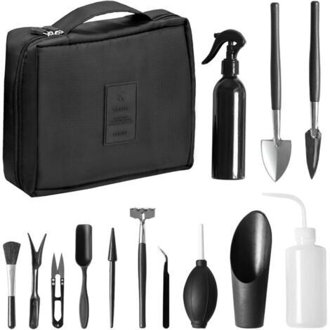 BARKBUSTERS Kit d'outils pour Bonsai, Mini Outils de Jardinage pour Les Plantes d'intérieur, Lot de 13 Outils en Acier Carbone pour Plantes Succulentes Transplan (1/4)