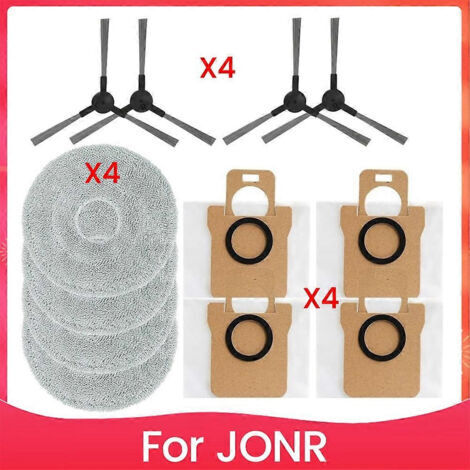 BARKBUSTERS Pièces de rechange pour aspirateur robot JONR P20 PRO : lingettes de nettoyage, sacs à poussière, brosses latérales et accessoires