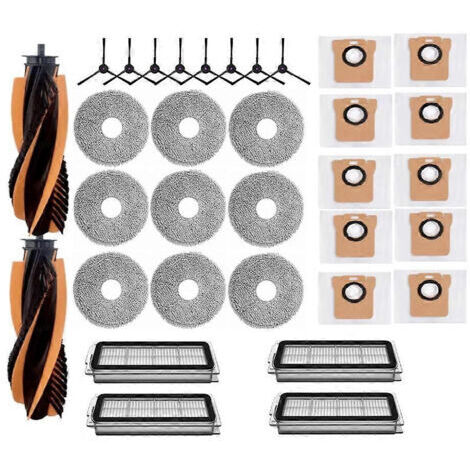 BARKBUSTERS Lot de 33 pièces de rechange pour aspirateur robot JONR P20 PRO / T5 Pro : brosse principale, sac à poussière, filtre HEPA et chiffon de nettoyage.
