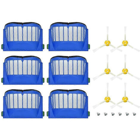BARKBUSTERS Pièces de rechange pour aspirateur robot iRobot Roomba séries 600, 675, 690, 692, 694, 610 et 670 : filtre, brosses de balayage des bords