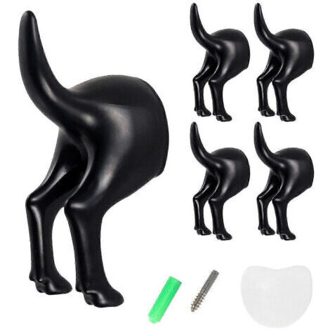 BARKBUSTERS Lot de 5 crochets pour queue de chien avec vis de fixation et ruban adhésif double face - Support mural pour chapeau, manteau et clés HJW