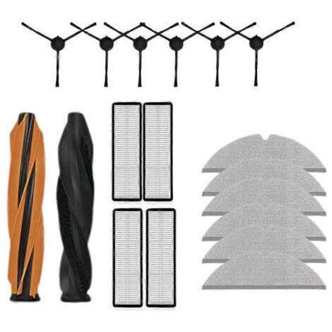 BARKBUSTERS Kit d'accessoires de rechange pour aspirateur robot Dreame D20 Pro/D20 Plus : brosses latérales principales, filtre et chiffon de nettoyage.