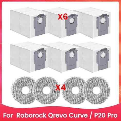 BARKBUSTERS Kit d'accessoires de rechange pour aspirateur robot Roborock Qrevo Curve / P20 Pro : pièces de nettoyage, lingettes de lavage, etc.