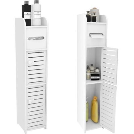 BARKBUSTERS Petit Meuble de Rangement pour Toilettes, Support pour Papiers Toilettes, Colonne, Armoire de Salle de Bain, Placard, Étagère Réglable, Pieds Résistant à l’Eau, Petits Espaces-1PCS