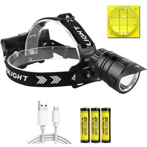 BARKBUSTERS Lampe Frontale Super Brillante 10000 Lumens, Lampe frontale XHP90.2 Rechargeable USB avec Capteur de Mouvement, 3 Modes D'éclairage, Zoomable pour Chasse, Camping, Pêche, Randonnée (1/5)