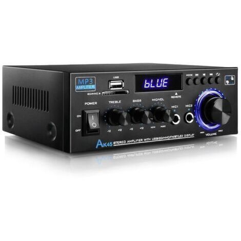 BARKBUSTERS Amplificateur audio, amplificateur Hi-Fi, amplificateur stéréo 2 canaux 80 W, Bluetooth 5.0, 12-240 V, écran LCD, radio FM portable, entrée carte SD/USB, pour la maison ou la voiture (1/4)