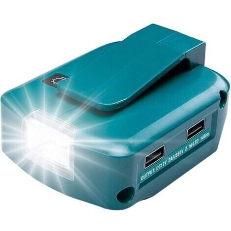 BARKBUSTERS ADP05 Source d'alimentation pour batterie lithium-ion Makita 18 V YEX-BUR Adaptateur de chargeur de téléphone USB Convertisseur avec deux ports USB 5 V 2,1 A, port 12 V 2 A DC, lampe torch