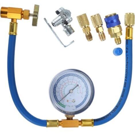 BARKBUSTERS Charging Hose Kit, Refrigerant Recharge Hose with Gauge 2.75“, R134a Can Tap and Quick Couple, 1/4 Male Adapter Kit and BPV31 Piercing Valve for Air Conditioning