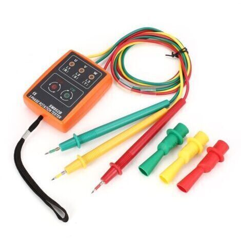 BARKBUSTERS Testeur d'indicateur rotatif pour détecteurs de métaux : testeur de phase, appareil de mesure de champ rotatif, 60 V CA à 600 V CA, pince ampèremétrique rotative triphasée (1/5)
