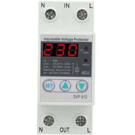 BARKBUSTERS Régulateur De Tension 230v, Contre Les Surtensions Relais De Protection De Récupération Réglable Voltmètre Svp-912(63a)