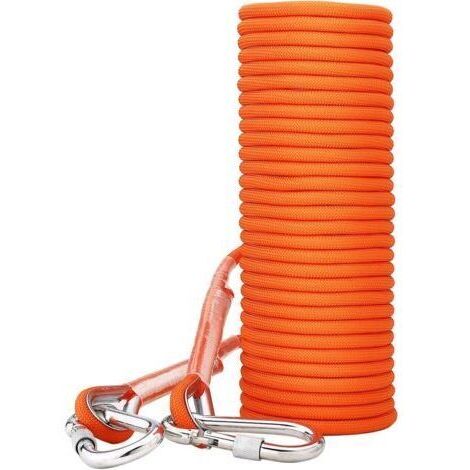 BARKBUSTERS Corde Escalade Cordettes Baudrier Paracorde Multifonctionnel en Polypropylène 8 mm avec Boucles Mousquetons Orange pour Laisse Amarrage Escalade,Randonnée,Alpinisme,Parachute,Sauvetage