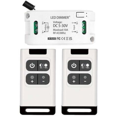 BARKBUSTERS Gradateur sans fil DC 5V 30V 10A Contrôleur de Récepteur de Relais avec 2 Télécommandes Variateur